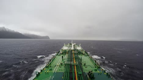 time lapse oil tanker transit crossing strait magellan punta arenas cloudy rain
