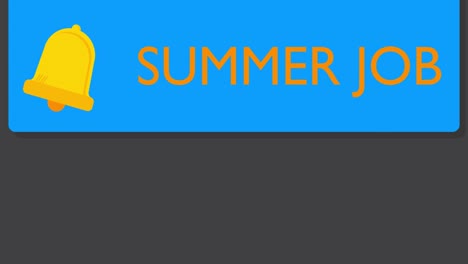 summer job. text on notification bubble from portable information device screen.