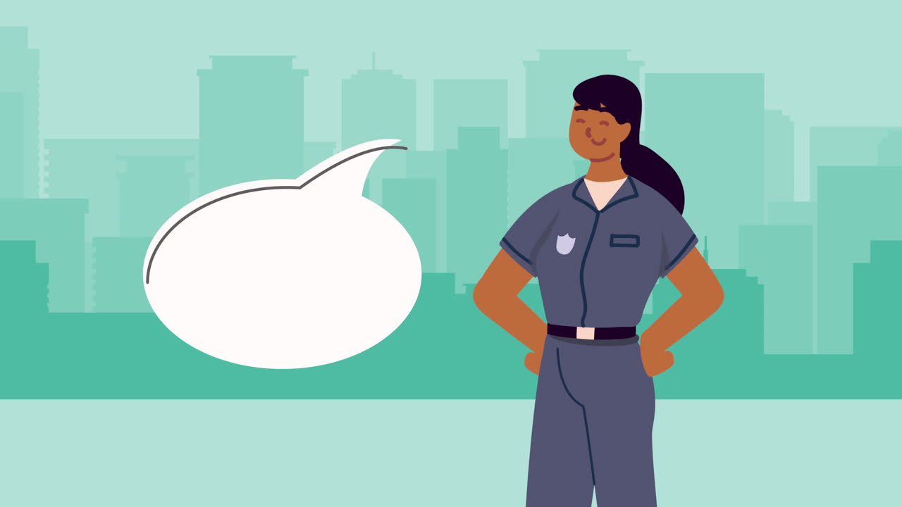 여성 경찰 프로페셔널 캐릭터 애니메이션