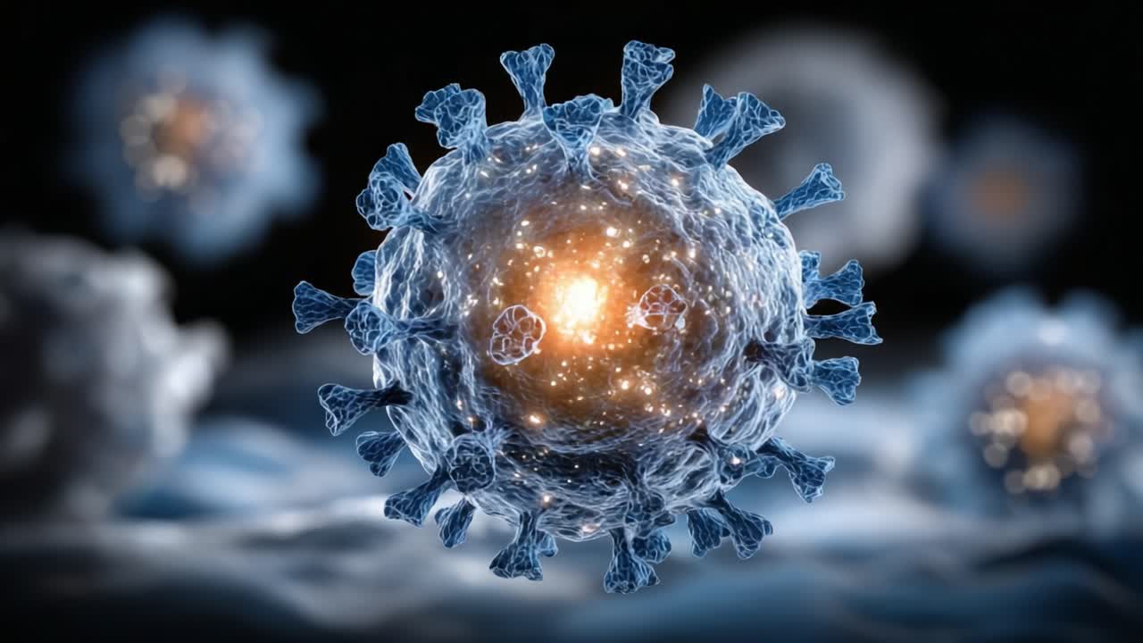 An Intricate and Detailed Visualization of a Virus Particle, Showcasing Its Complex Structure and Intriguing Pathogen Characteristics in a Scientific Context