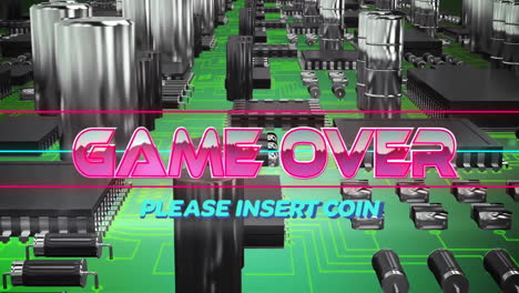 Animation-Von-Game-Over-Text-über-Neonmuster-Und-Platine