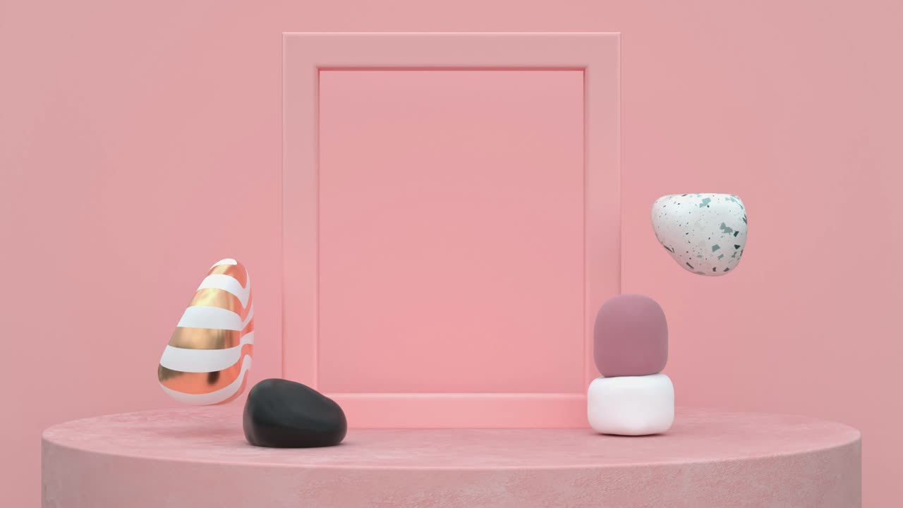 분홍색 장면 추상적인 모양 3d 렌더링 모션