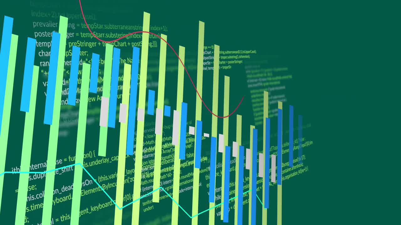 animación del procesamiento de datos financieros sobre un fondo verde