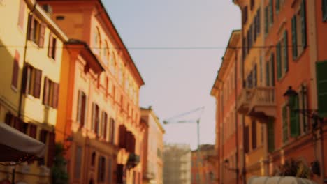 colorful european town street with buildings and construction