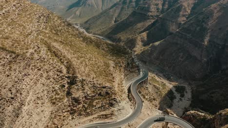 aerial shot of mountain road - fort munro, pakistan