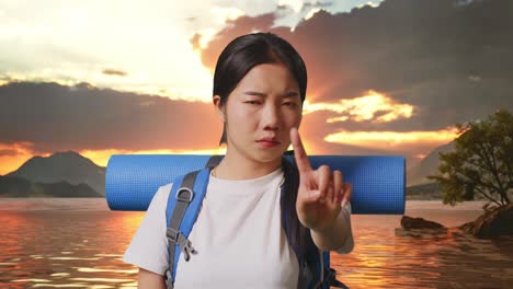 woman traveler disapproving