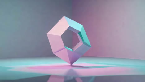 abstract geometric polyhedron with pastel neon lighting