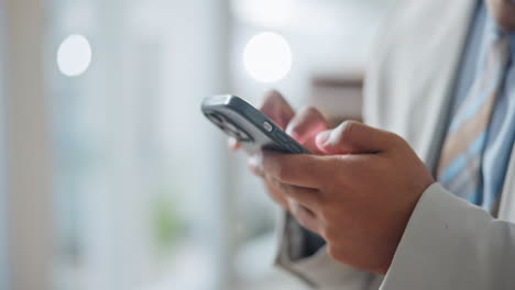 Business-person,-phone-and-hands-typing