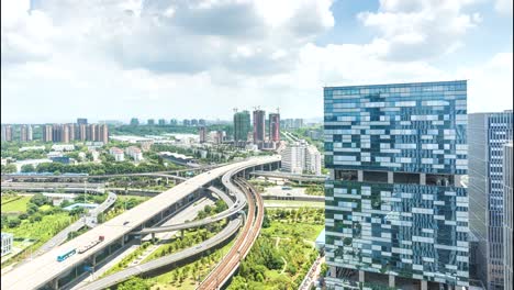 time lapse of grade separation bridge.nanjing,china.cloud day