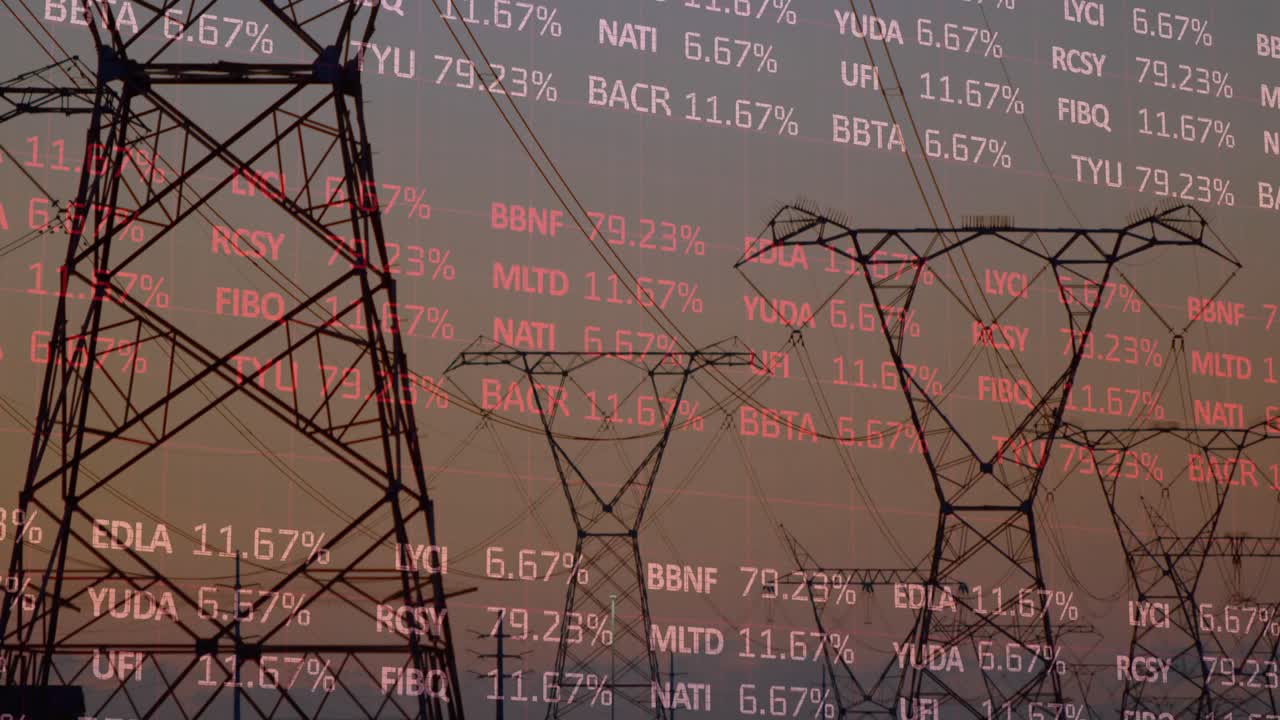 Sequence starting, towers at dusk, data overlay appearing and updating, visualizing live telemetry