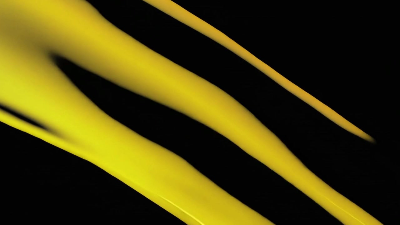 Movimento fluido astratto di liquido blu e giallo su sfondo nero