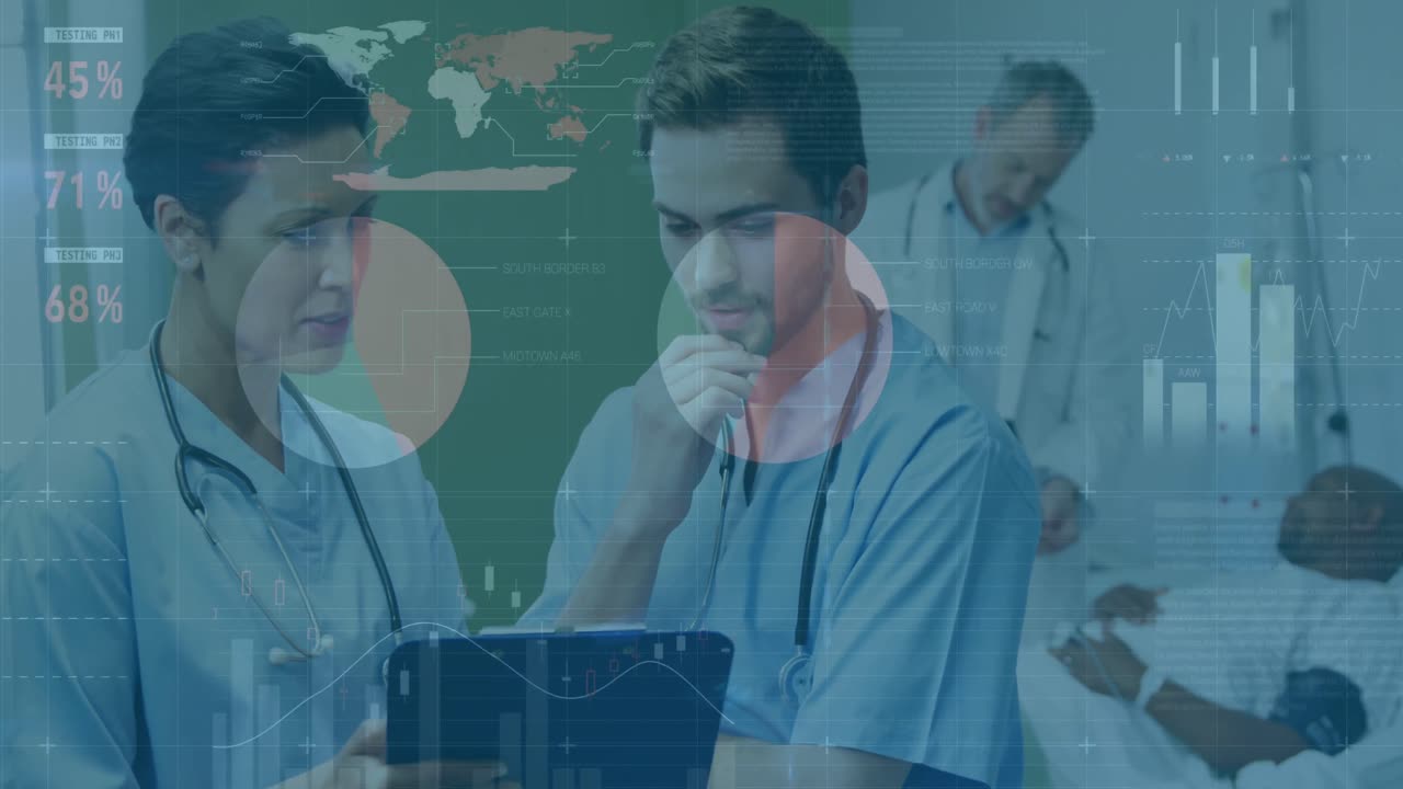 Animation Of Data Processing Over Diverse Doctors And Patient Free ...