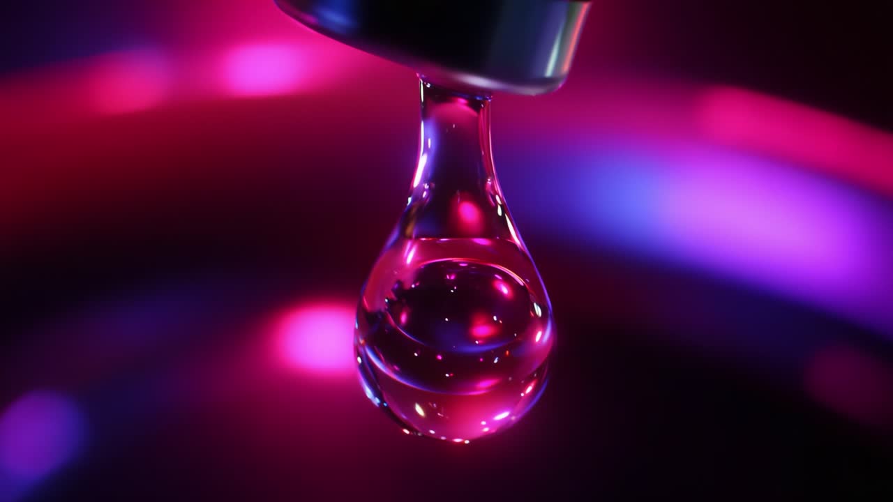 An Enchanting Close-up of a Vibrant Water Droplet Suspended in Mid-air Against a Mesmerizing Colorful Background, Capturing the Dance of Light and Color in a Unique Perspective