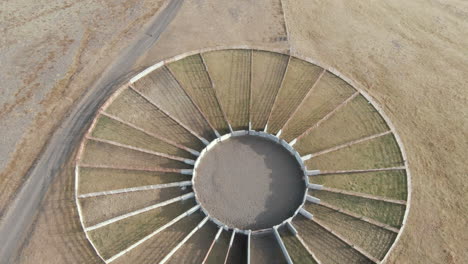 Old-icelandic-sheep-fold,-view-from-above