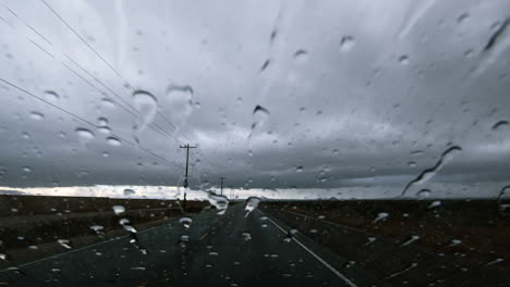 driving on the freeway on a stormy day - wide shot