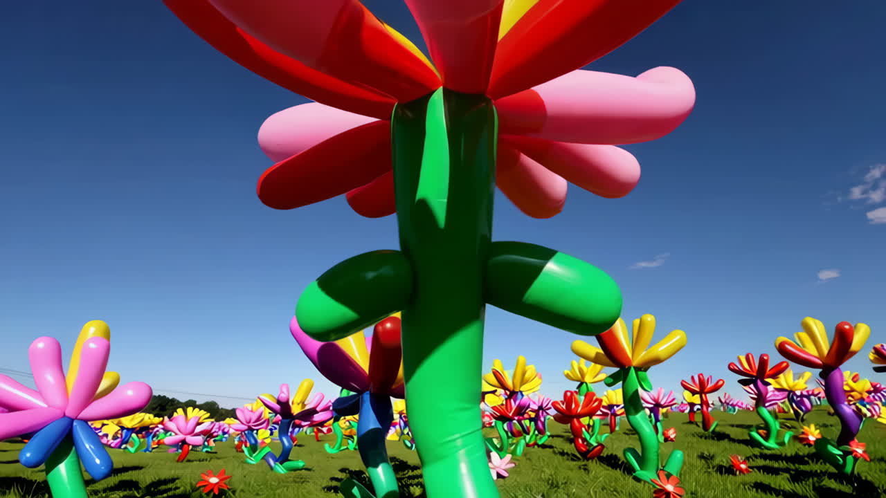 A Field of Vibrant Balloon Flowers Under a Blue Sky