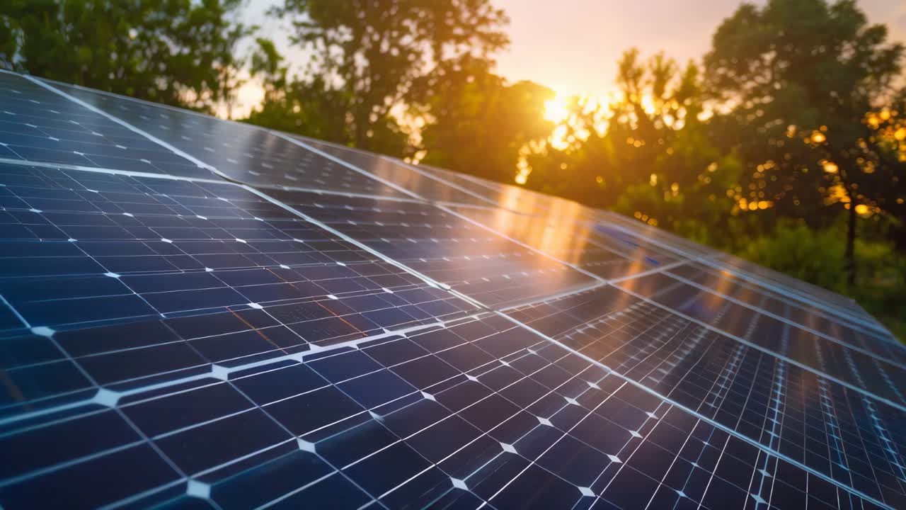 paneles solares al atardecer