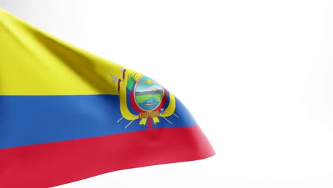 Ecuadorian-flag-with-coat-of-arms-waving-against-white-background