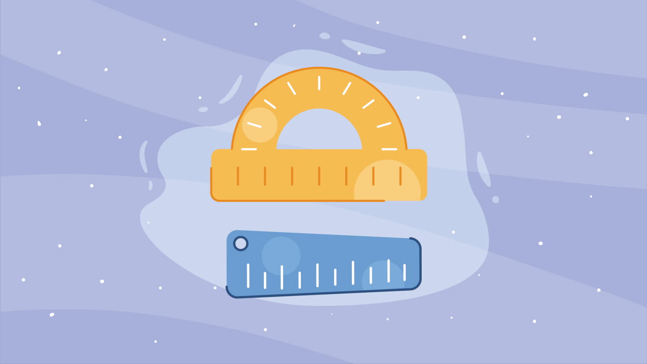 규칙 및 프로트랙터 학교 용품 애니메이션