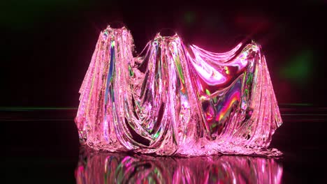 las cápsulas se mueven al azar bajo la tela brillante. fondo abstracto. color verde rosa. animación 3d de bucle sin costuras
