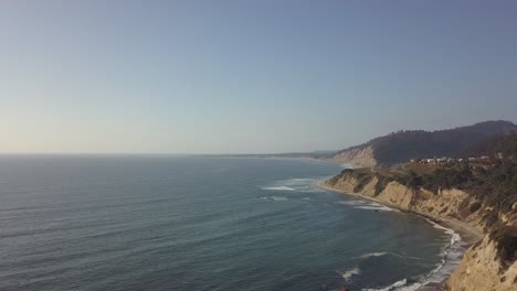 static aerial shot of the coast of davenport beach