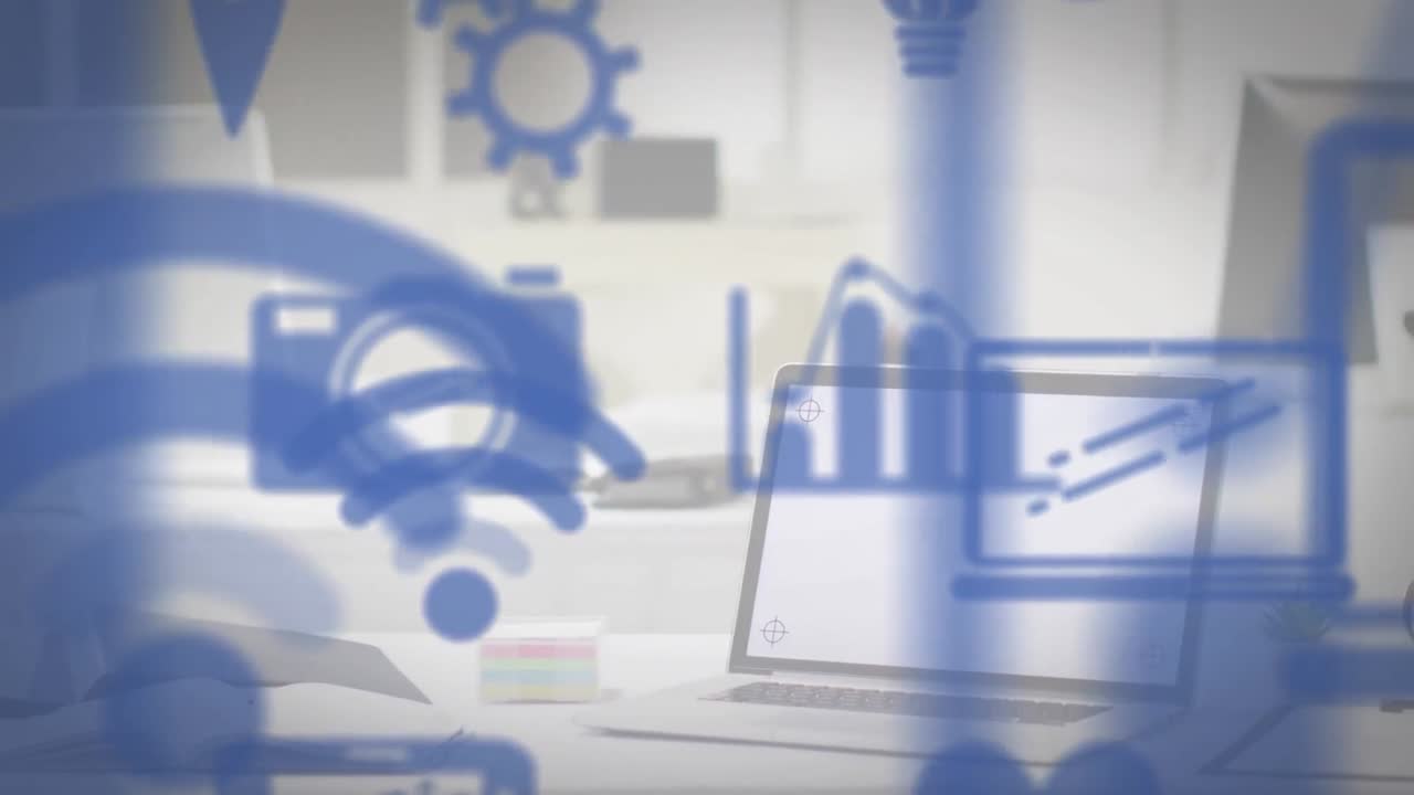 animación de los iconos de los medios en el portátil