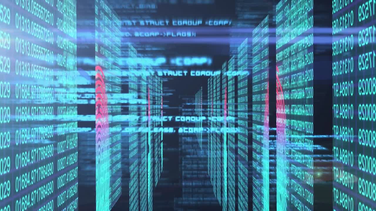 Animation of binary coding and data processing