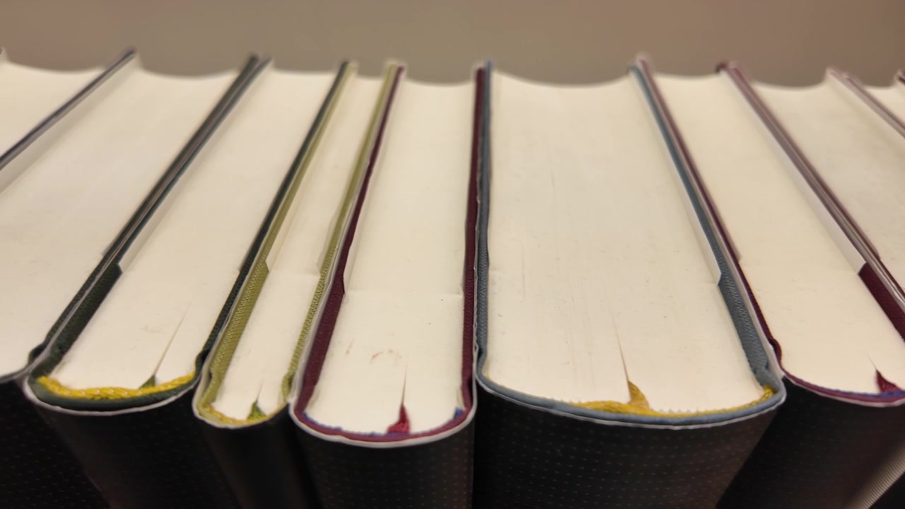Close-up of a Row of Books on a Shelf