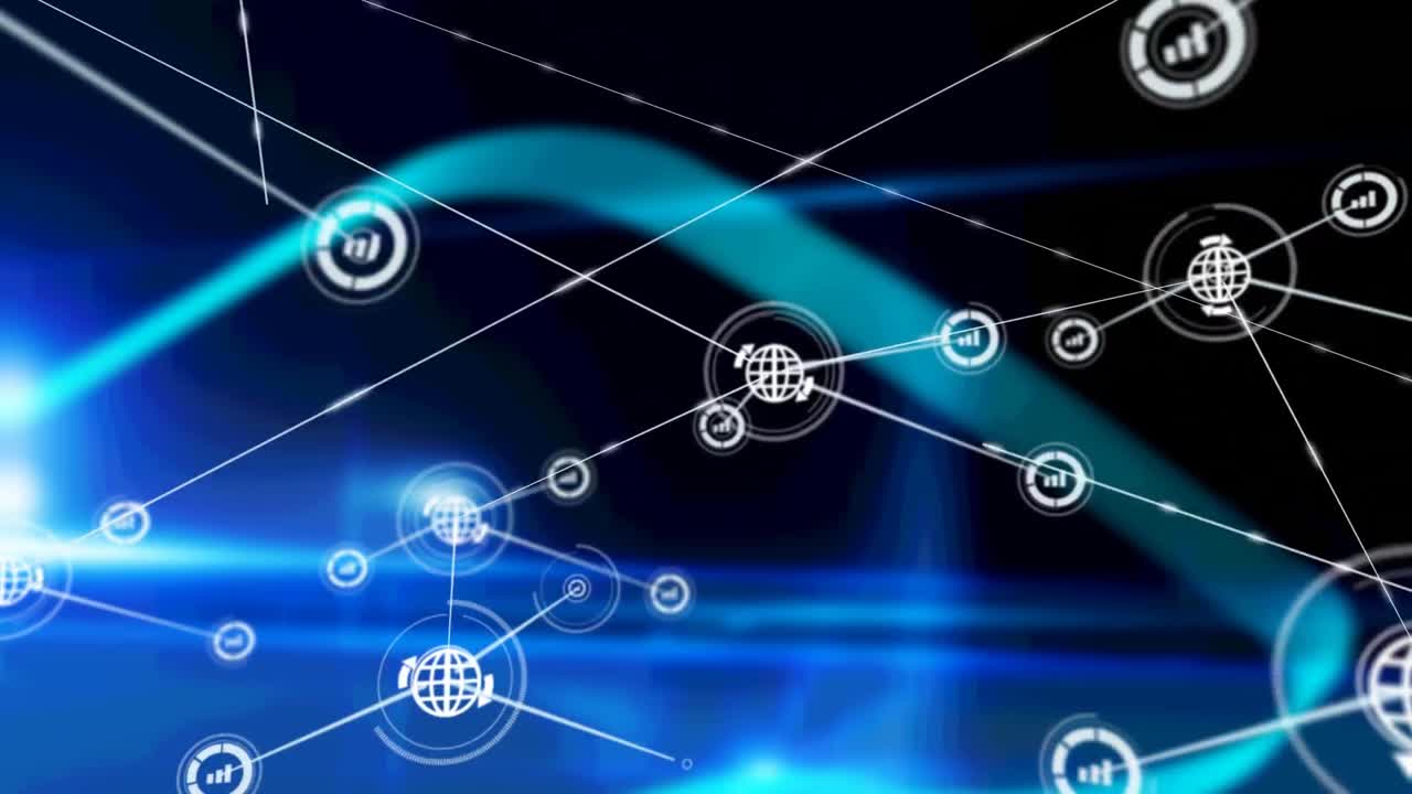 animación de la red de conexiones sobre fondo negro