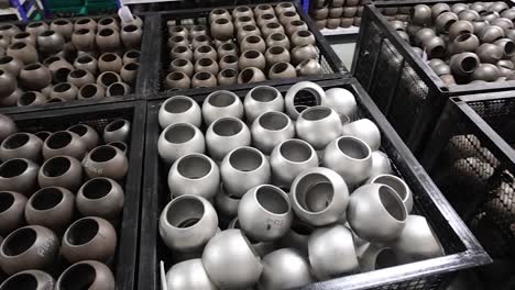 ball finish stock part in the storage. industry 5.0, industrial 4.0 concept