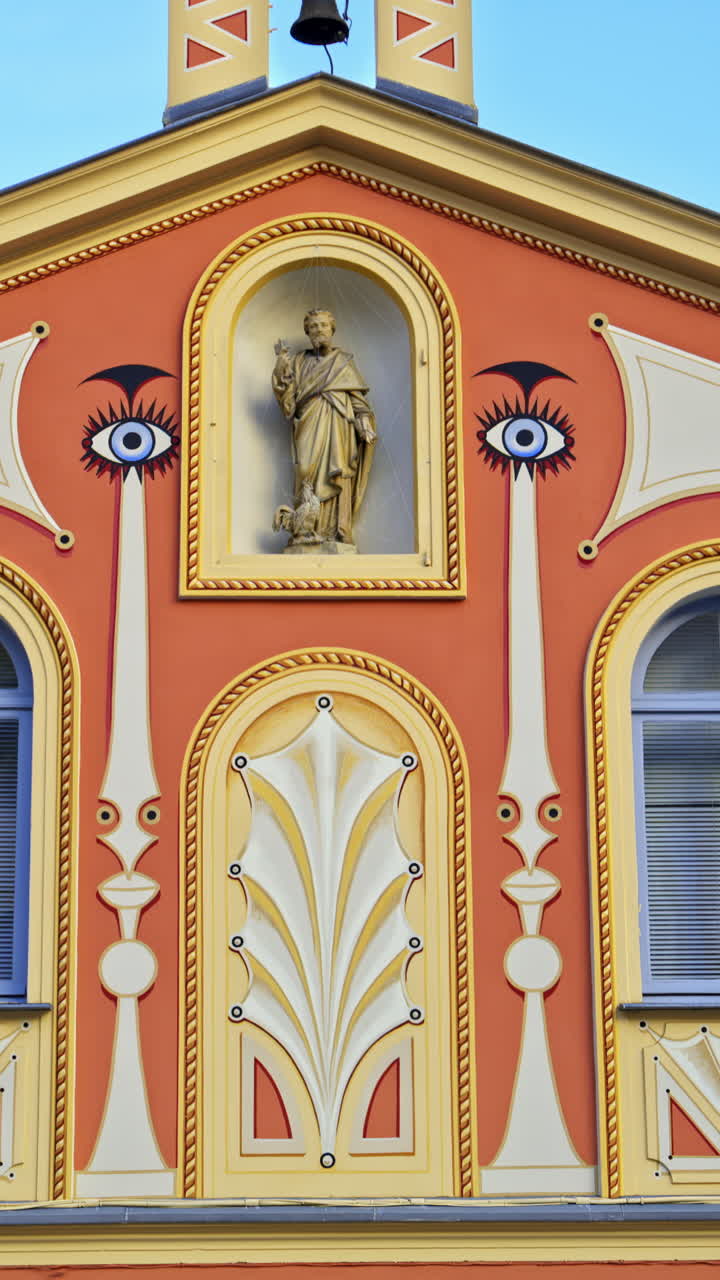 Front view of the Chapelle Saint-Pierre in Villefranche sur Mer, France. Vertical