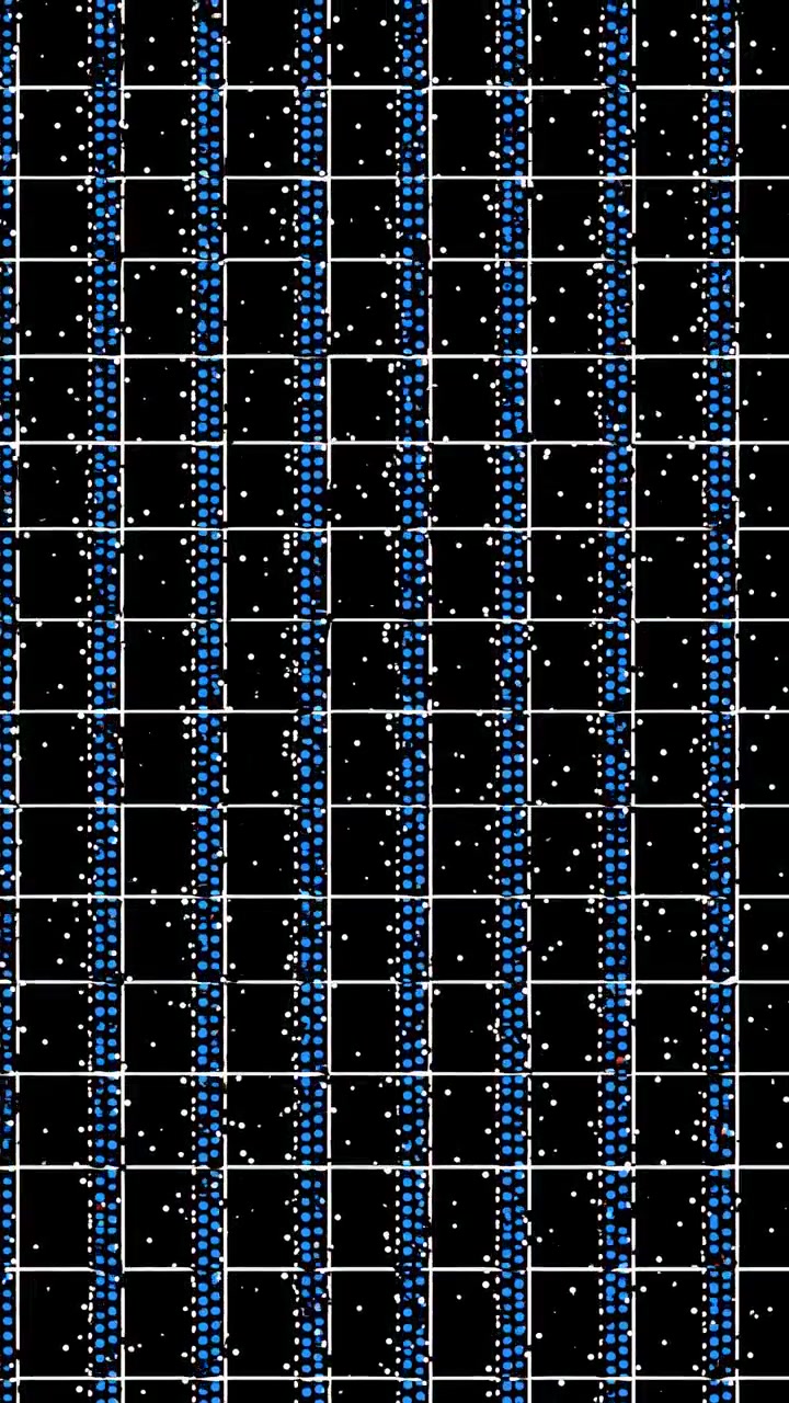 Dynamic Abstract Grid Pattern with Moving Blue and White Dots