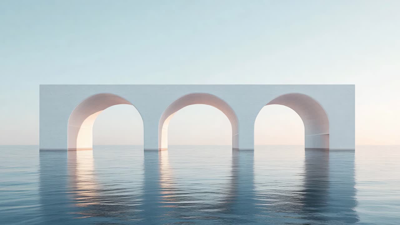 Floating Arch Bridge over Calm Water