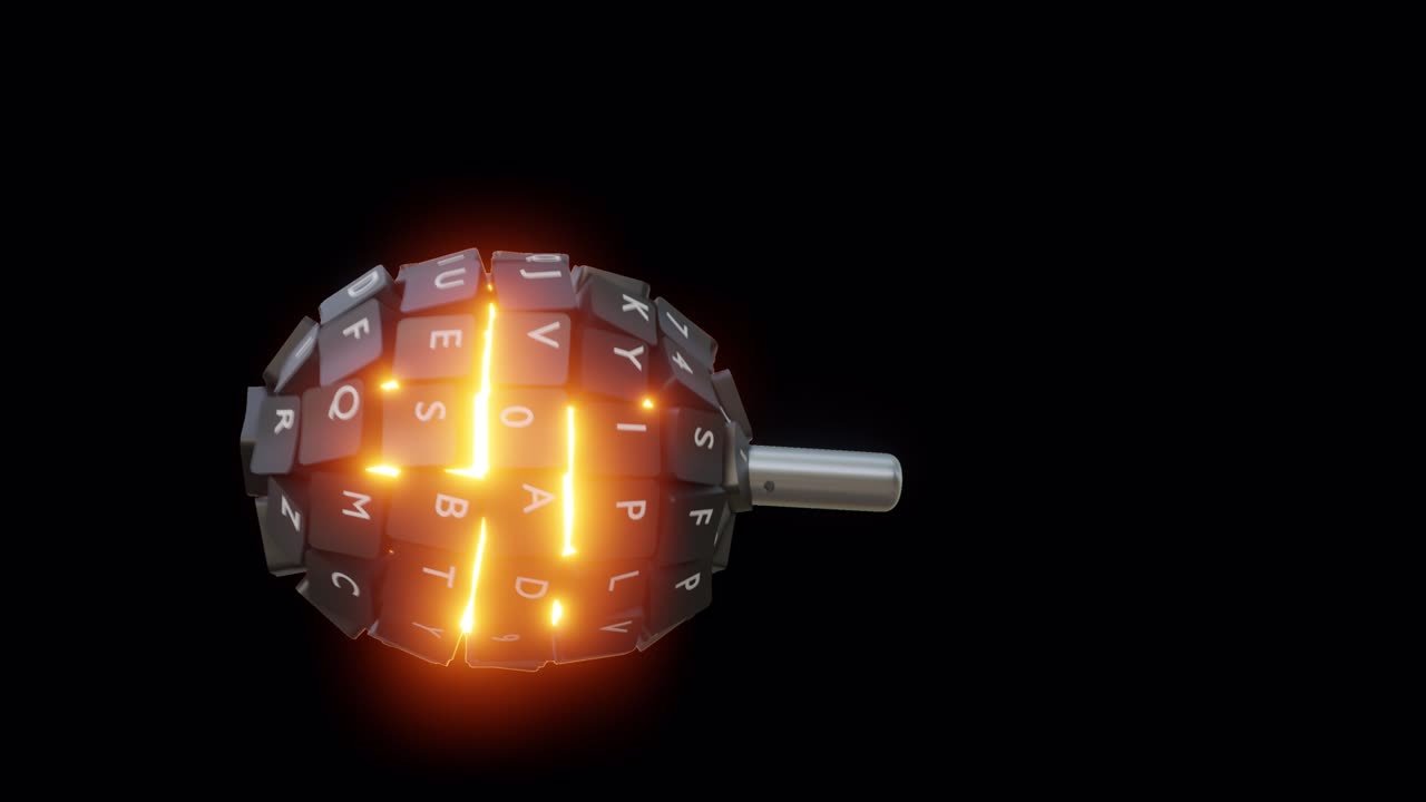 정보 전쟁의 개념, 디지털 폭탄, 투명한 배경, 알파 채널