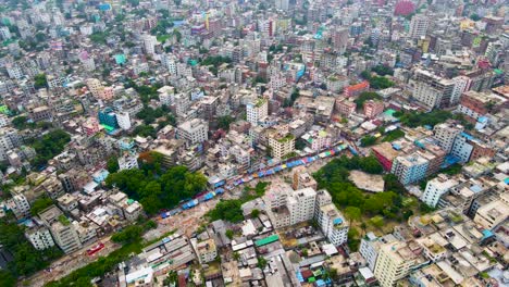 aerial view of dhaka city, bangladesh. urbanization by destroying nature concept