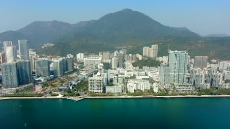 aerial view over shenzhen coastline on a beautiful clear day