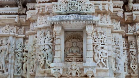 unique stone art at historical temple wall at day from different angle