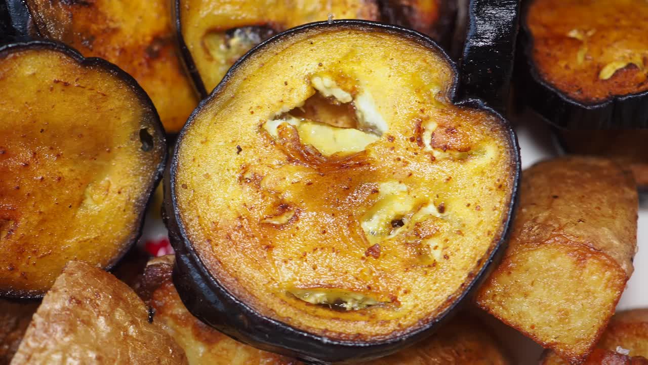 Roasted Eggplant and Potato Wedges