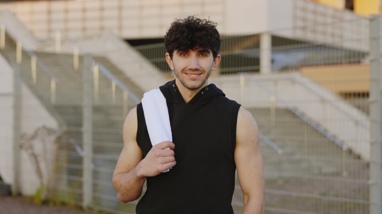 Smiling Man in Workout Outfit