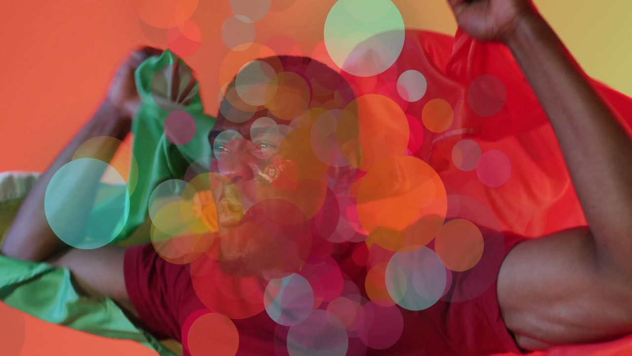 포르투갈의 발이 있는 아프리카계 미국인 남성 지지자의 애니메이션