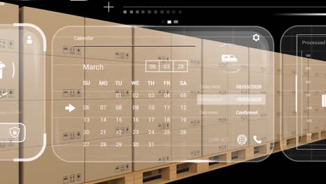 animation of data on screens over boxes