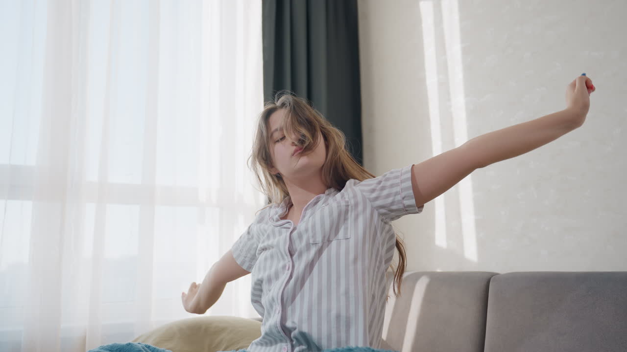 Teen Girls Organizing Hair Gracefully, Teenage Girls Peacefully Preparing And Arranging Their Hair Carefully, Youthful Female Individuals Calmly Tidying And Fixing Their Hair With Patience And Grace
