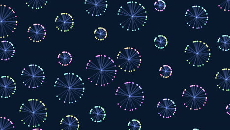 Dazzling blue and white dandelion pattern on dark background