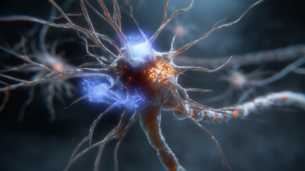 A Captivating Close-Up of Neuronal Structures Showcasing Electrical Activity and Connectivity in a Stunning Visual Representation of Nerve Cells