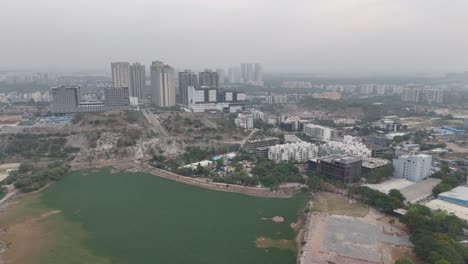 high-rise buildings, offices, and tech hubs in hyderabad seen from above