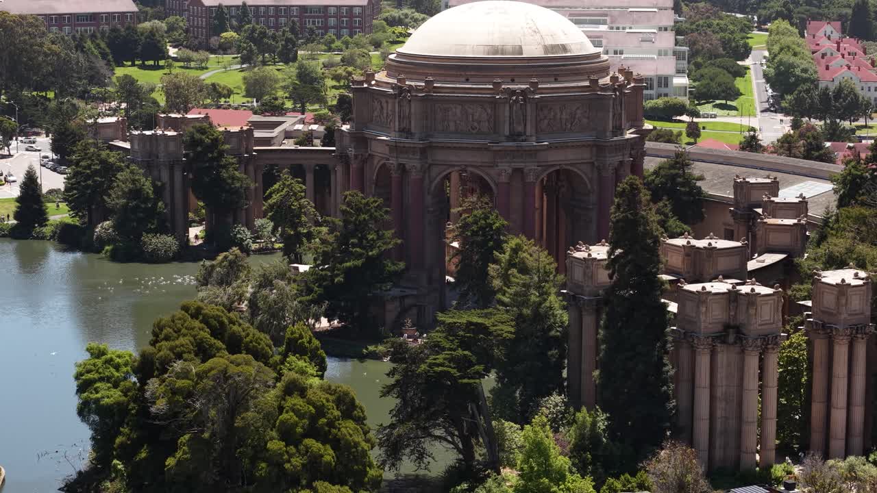 Palace of Fine Arts. Drone Shot of Historic Landmark of San Francisco, California USA