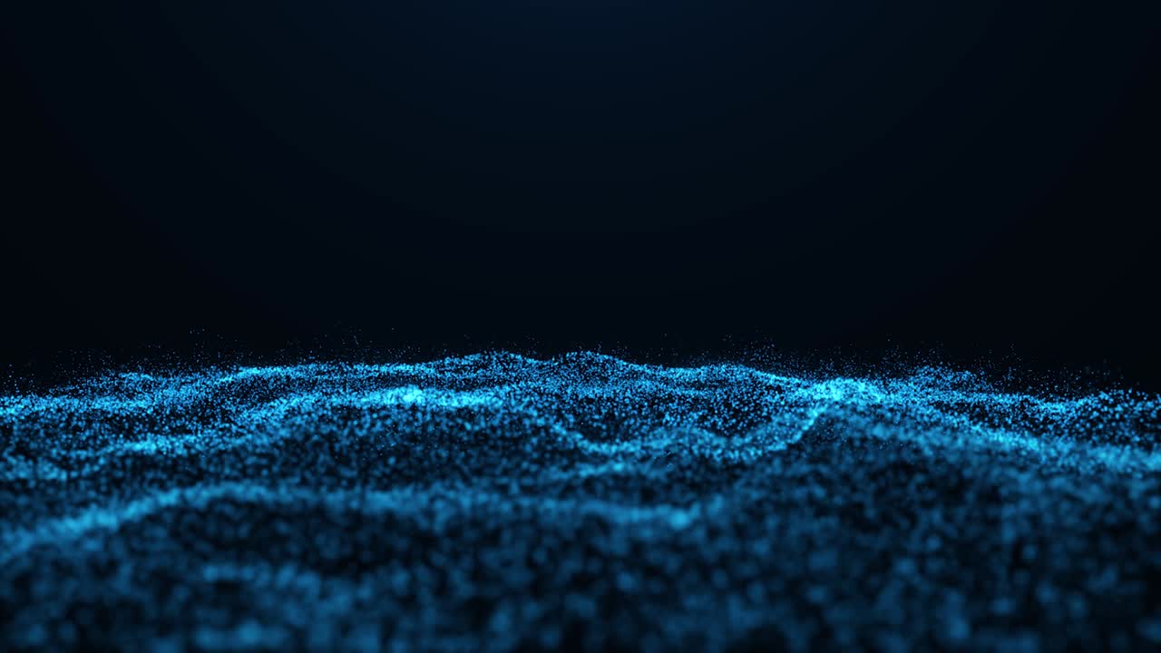 Animation abstract digital blue particles wave.