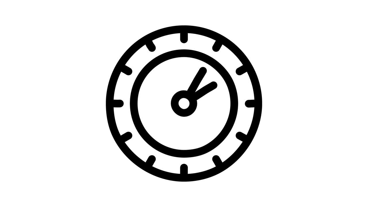 Clock or watch icon animation. Clock with moving arrows Motion graphics 4k video motion illustration sign. Outline doodle style alpha channel