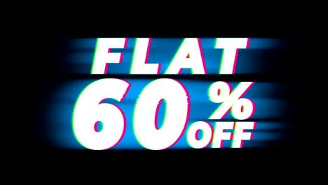 flat 60% percent off text vintage glitch effect promotion.