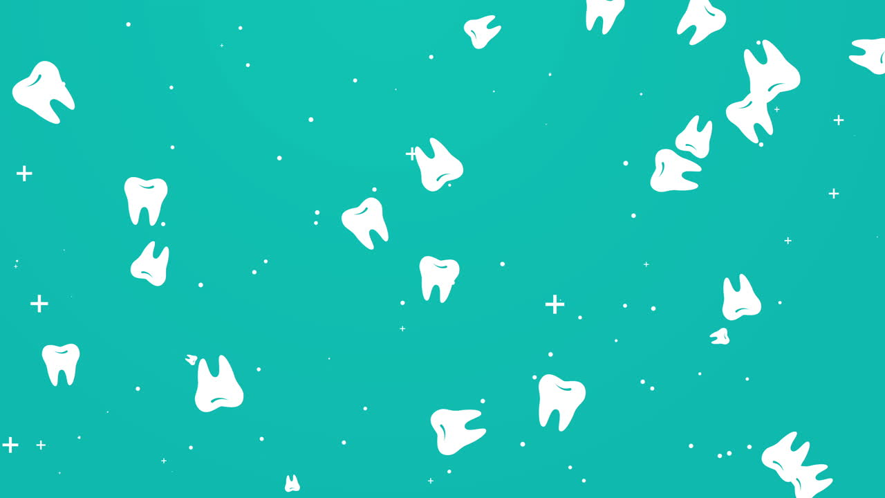 Health care animated drawn cartoon white teeth. Abstract medical dental looped background.